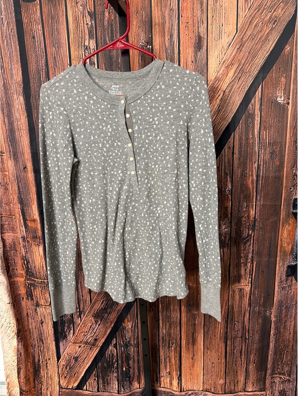 Aerie Medium Gray Long Sleeve Thermal Henley Top